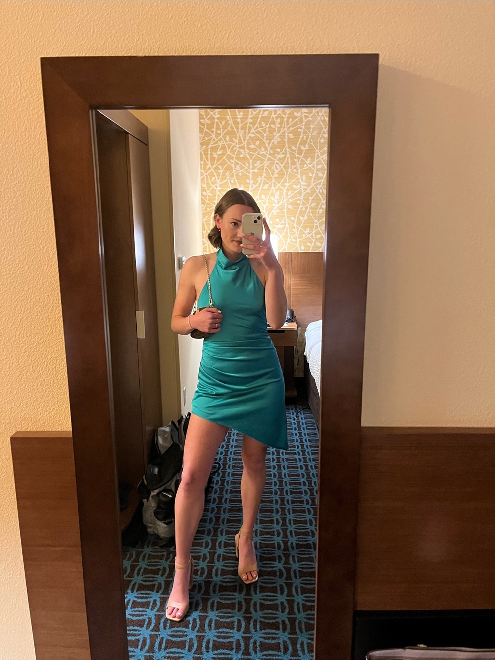 Teal Halter Mini Dress DO+BE